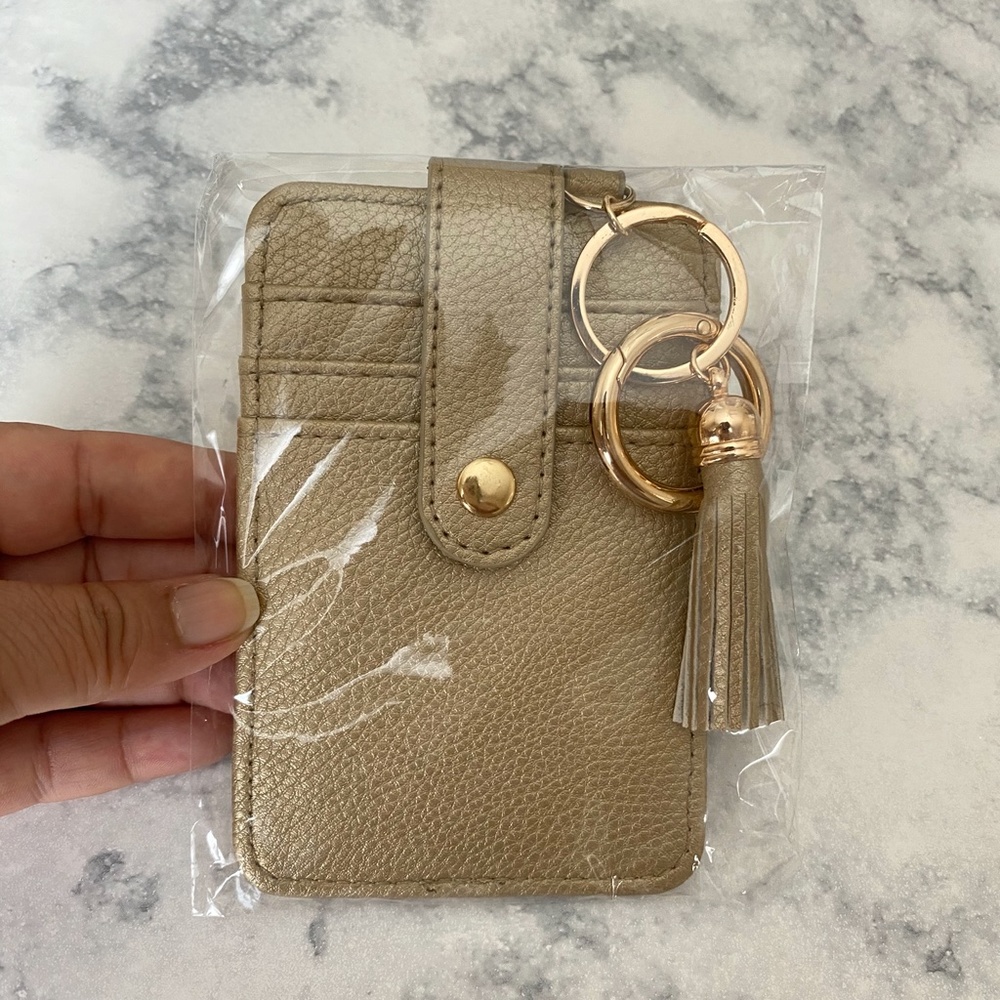 Faux Leather Credit Card Clutch  Champagne NEW - Picture 3 of 4